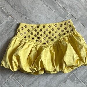Alexis Gold Mini Bubble Skirt with Cut Out Ruched Design